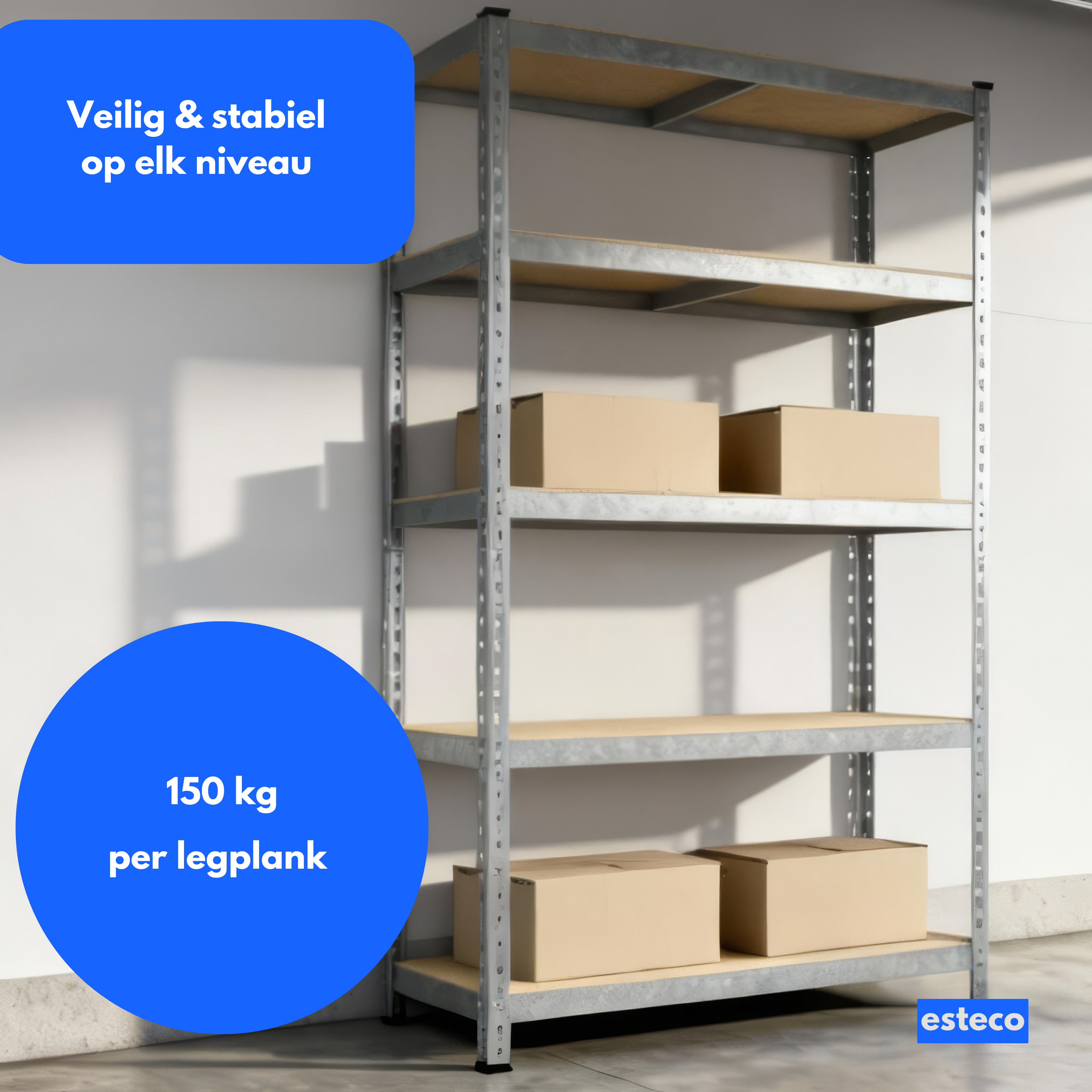 TKT Work System Stellingkast – 180 x 90 x 40 cm | 5 Legborden | 150 kg per legbord